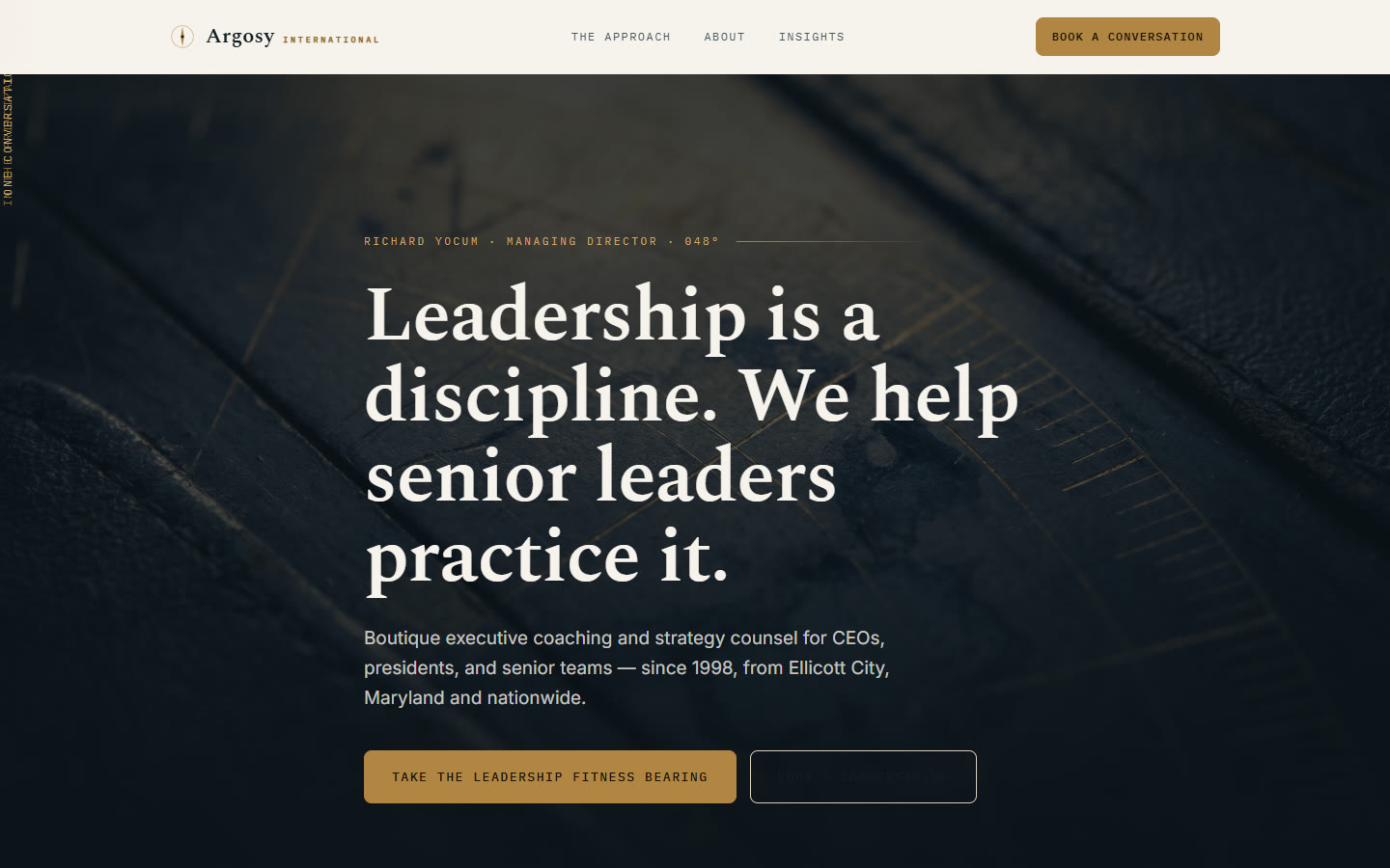 Argosy International — concept homepage on desktop