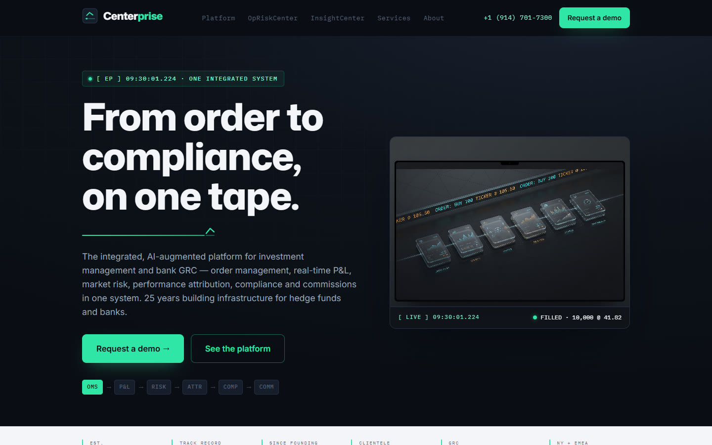 Centerprise Services — concept homepage on desktop
